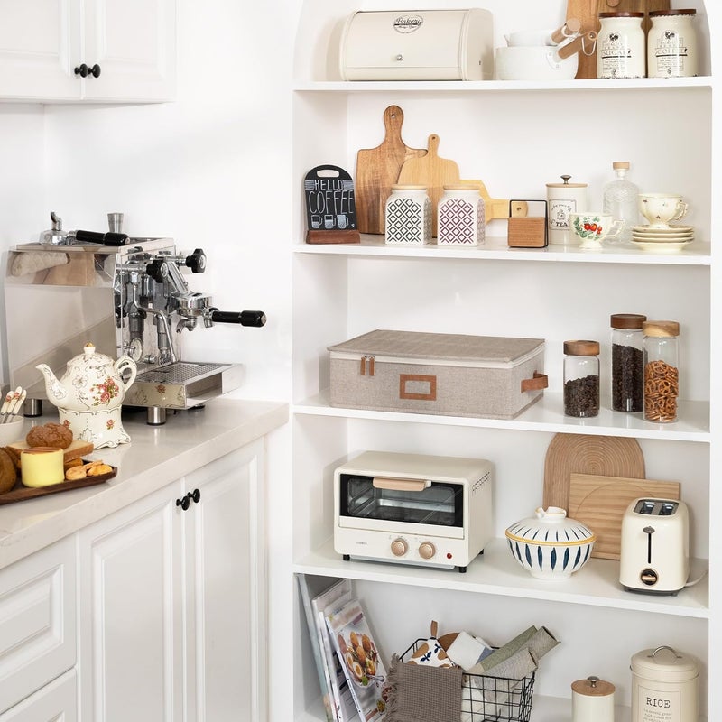 StorageWorks China Storage Container, Stackable Mug Storage Box with Dividers, Stemware Storage Cases, Hard Shell China Cup Organizer, Holds 12 Tea Cups and Coffee Mug, 1 Pack, Brown and Beige - Image 4